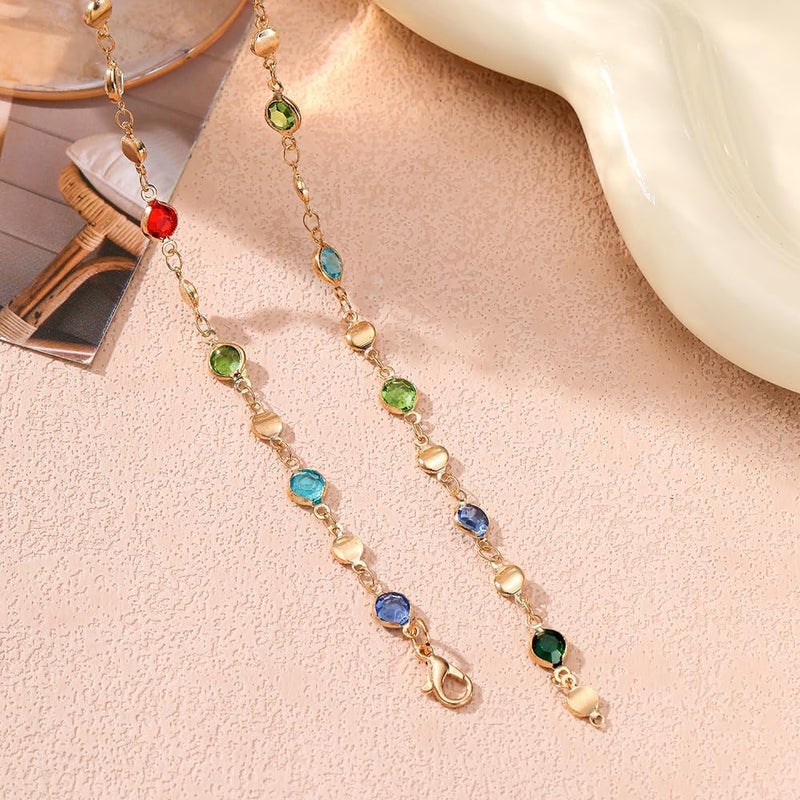 KURTCB Rhinestone Necklace for Women Boho Long Y Lariat Necklace Colorful Summer Beach Jewelry - Image 2